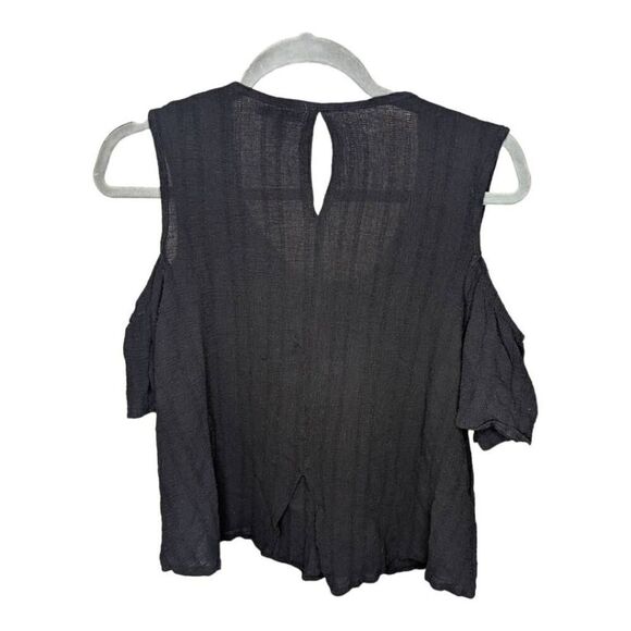 Moral Fiber Black Cold Shoulder with Knitted Detail on Scoop Neck Women's Extra - Picture 2 of 7